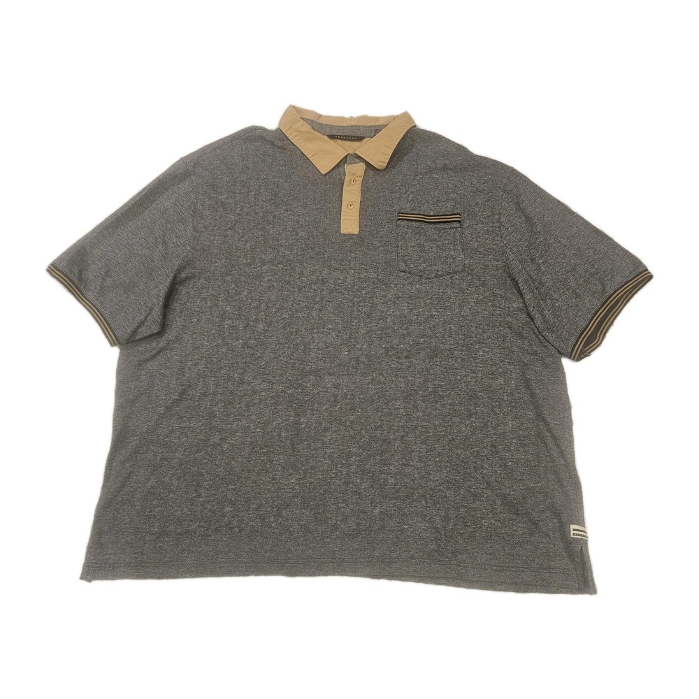 Sean John Polo Shirt Men Short Sleeve Big 4XB Blue/Tan Very Soft Adult